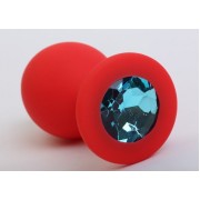 Красная силиконовая пробка с голубым стразом - 8,2 см.