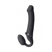 Черный безремневой вибрострапон Vibrating Bendable Strap-On - size L