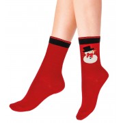 Новогодние хлопковые носки со снеговиком