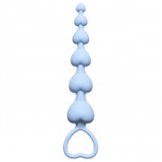 Голубая анальная цепочка Heart s Beads Blue - 18 см.