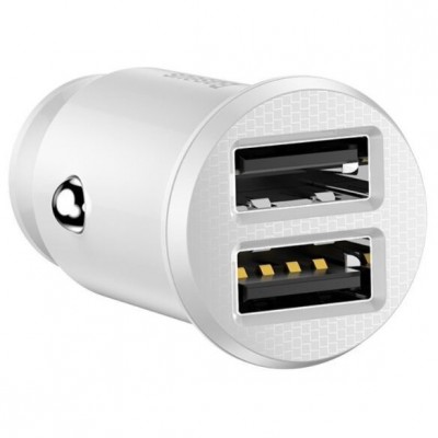 Автомобильное зарядное устройство Baseus Grain Car Charger (Dual USB 5V 3.1A) (CCALL-ML02) - Белый Автомобильное зарядное устройство Baseus Grain Car Charger (Dual USB 5V 3.1A) (CCALL-ML02) - Белый
