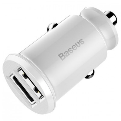 Автомобильное зарядное устройство Baseus Grain Car Charger (Dual USB 5V 3.1A) (CCALL-ML02) - Белый Автомобильное зарядное устройство Baseus Grain Car Charger (Dual USB 5V 3.1A) (CCALL-ML02) - Белый