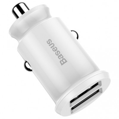 Автомобильное зарядное устройство Baseus Grain Car Charger (Dual USB 5V 3.1A) (CCALL-ML02) - Белый Автомобильное зарядное устройство Baseus Grain Car Charger (Dual USB 5V 3.1A) (CCALL-ML02) - Белый