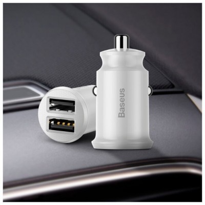 Автомобильное зарядное устройство Baseus Grain Car Charger (Dual USB 5V 3.1A) (CCALL-ML02) - Белый Автомобильное зарядное устройство Baseus Grain Car Charger (Dual USB 5V 3.1A) (CCALL-ML02) - Белый