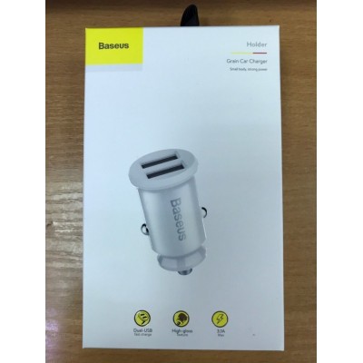 Автомобильное зарядное устройство Baseus Grain Car Charger (Dual USB 5V 3.1A) (CCALL-ML02) - Белый Автомобильное зарядное устройство Baseus Grain Car Charger (Dual USB 5V 3.1A) (CCALL-ML02) - Белый
