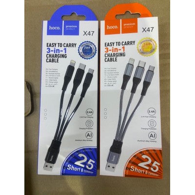 Кабель hoco X47 3-in-1 Harbor charging cable (Lightning+Micro+Type-C) - Metal Gray Кабель hoco X47 3-in-1 Harbor charging cable (Lightning+Micro+Type-C) - Metal Gray