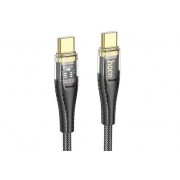 Кабель Hoco U121 gold standard transparent discovery edition 60W charging data cable Type-c to Type-c - Черный