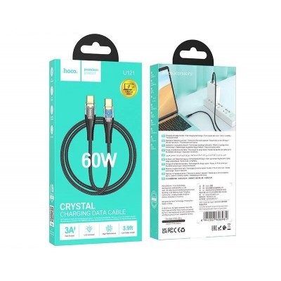 Кабель Hoco U121 gold standard transparent discovery edition 60W charging data cable Type-c to Type-c - Черный Кабель Hoco U121 gold standard transparent discovery edition 60W charging data cable Type-c to Type-c - Черный