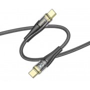 Кабель Hoco U121 gold standard transparent discovery edition 60W charging data cable Type-c to Type-c - Черный
