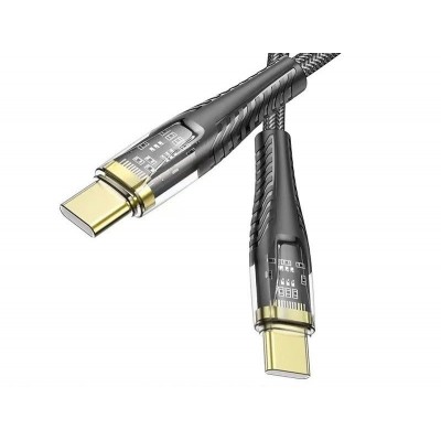 Кабель Hoco U121 gold standard transparent discovery edition 60W charging data cable Type-c to Type-c - Черный Кабель Hoco U121 gold standard transparent discovery edition 60W charging data cable Type-c to Type-c - Черный