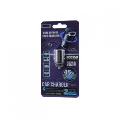 Автомобильное ЗУ Remax tanya pro max series 45W PD+QC Dual Type-c All-compatible fast RCC350 - Black Автомобильное ЗУ Remax tanya pro max series 45W PD+QC Dual Type-c All-compatible fast RCC350 - Black