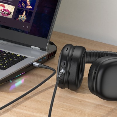 Переходник Hoco UPA22 AUX silicone audio cable - Black Переходник Hoco UPA22 AUX silicone audio cable - Black