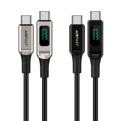 Кабель Acefast C6-03 Type-C to Type-C 100W zinc alloy digital display braided charging data cable - Black Кабель Acefast C6-03 Type-C to Type-C 100W zinc alloy digital display braided charging data cable - Black