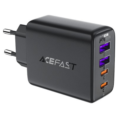 Сетевой адаптер ACEFAST A61 PD45W GaN (2C+2A) - Black Сетевой адаптер ACEFAST A61 PD45W GaN (2C+2A) - Black