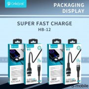 Кабель Celebrat HB-12 Super Fast Charge Cable Type-c to IP 1.2m - Black