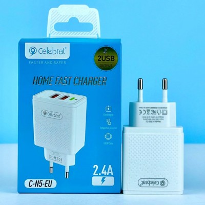 Сетевой адаптер Celebrat C-N5 EU 2.4A Home Fast Charger - White Сетевой адаптер Celebrat C-N5 EU 2.4A Home Fast Charger - White