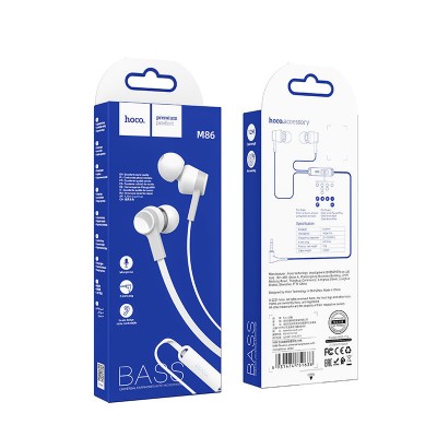 Наушники hoco M86 Oceanic universal earphones with mic - White Наушники hoco M86 Oceanic universal earphones with mic - White