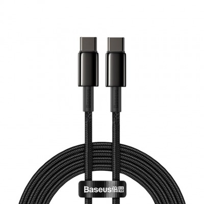 Кабель Baseus Tungsten Gold Fast Charging Data Cable Type-C to Type-C 100W 2m (CATWJ-A01) - Black Кабель Baseus Tungsten Gold Fast Charging Data Cable Type-C to Type-C 100W 2m (CATWJ-A01) - Black