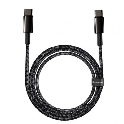 Кабель Baseus Tungsten Gold Fast Charging Data Cable Type-C to Type-C 100W 2m (CATWJ-A01) - Black Кабель Baseus Tungsten Gold Fast Charging Data Cable Type-C to Type-C 100W 2m (CATWJ-A01) - Black