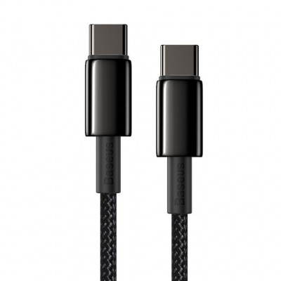 Кабель Baseus Tungsten Gold Fast Charging Data Cable Type-C to Type-C 100W 2m (CATWJ-A01) - Black Кабель Baseus Tungsten Gold Fast Charging Data Cable Type-C to Type-C 100W 2m (CATWJ-A01) - Black