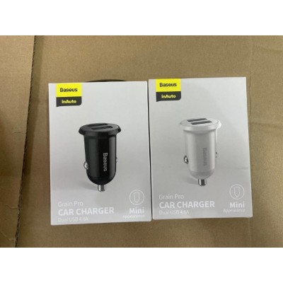 Автомобильное зарядное устройство Baseus Grain Pro Car Charger (Dual USB 4.8A ) (CCALLP-02) - White Автомобильное зарядное устройство Baseus Grain Pro Car Charger (Dual USB 4.8A ) (CCALLP-02) - White