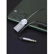 Кабель/Bluetooth-адаптер Hoco DUP02 In-car BT audio receiver spring cable - Черный