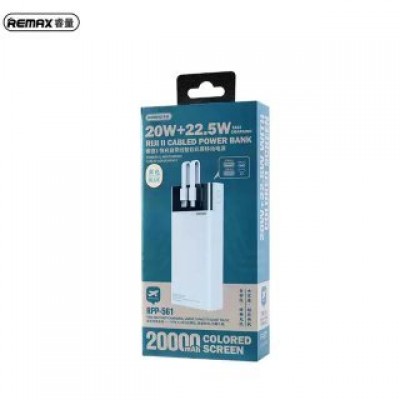 Power Bank REMAX RPP-561 rigi ll 20W+22.5W cabled fast charging with colored screen 20000mAh - Белый Power Bank REMAX RPP-561 rigi ll 20W+22.5W cabled fast charging with colored screen 20000mAh - Белый