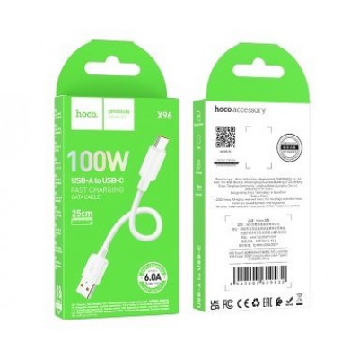 Кабель Hoco X96 Hyper 100W charging data cable Type-c (L=0.25m) - Белый Кабель Hoco X96 Hyper 100W charging data cable Type-c (L=0.25m) - Белый