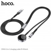 Беспроводная зарядка Hoco CW54 2-in-1 charging cable IP+Watch - Black