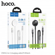 Беспроводная зарядка Hoco CW54 2-in-1 charging cable IP+Watch - Black