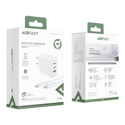 Зарядка Acefast A13 PD 65W (2C+A) - White Зарядка Acefast A13 PD 65W (2C+A) - White