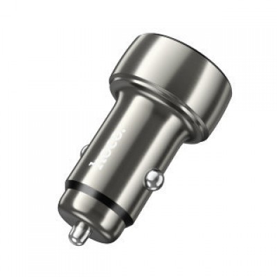 Автомобильное ЗУ Hoco Z50 Leader 48W dual-port PD30W+QC3.0 with digital display - Metal Grey Автомобильное ЗУ Hoco Z50 Leader 48W dual-port PD30W+QC3.0 with digital display - Metal Grey