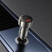 Автомобильное ЗУ Hoco Z50 Leader 48W dual-port PD30W+QC3.0 with digital display - Metal Grey