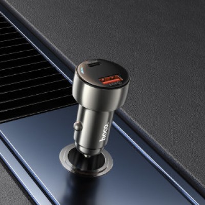 Автомобильное ЗУ Hoco Z50 Leader 48W dual-port PD30W+QC3.0 with digital display - Metal Grey Автомобильное ЗУ Hoco Z50 Leader 48W dual-port PD30W+QC3.0 with digital display - Metal Grey