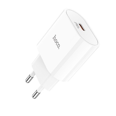 Сетевой адаптер hoco C94A Metro single port PD 20W charger (EU) - Белый Сетевой адаптер hoco C94A Metro single port PD 20W charger (EU) - Белый