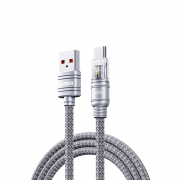 Кабель REMAX Boundless Series 30W Zinc Alloy Fast Charging Data Cable With Light RC-C130 (T.C to T.C) - Silver/Gray