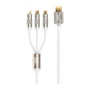 Кабель REMAX Wefon Series 66W All-Compatible Zinc-Alloy Elastic 3-in-1 Data Cable With Light RC-C126 - White