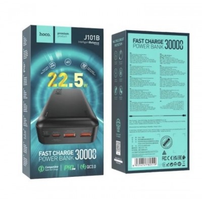 Power Bank Hoco J101B Astute 22.5W Fully compatible (30000mAh)(UN) - Black Power Bank Hoco J101B Astute 22.5W Fully compatible (30000mAh)(UN) - Black