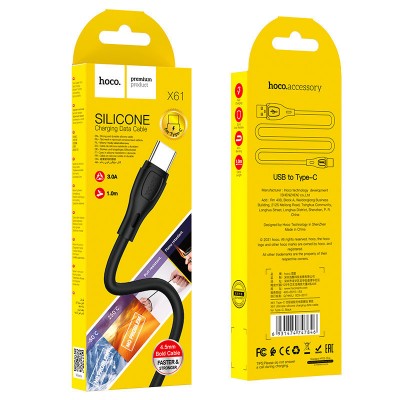 Кабель hoco X61 Ultimate USB - Type-C 3A 1m - Black Кабель hoco X61 Ultimate USB - Type-C 3A 1m - Black