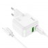 Зарядный конвертер Hoco C111A Lucky dual-port PD30W+QC3.0 Charger set (type-c to ip)(EU) - White Зарядный конвертер Hoco C111A Lucky dual-port PD30W+QC3.0 Charger set (type-c to ip)(EU) - White