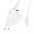 Зарядный конвертер Hoco C111A Lucky dual-port PD30W+QC3.0 Charger set (type-c to ip)(EU) - White Зарядный конвертер Hoco C111A Lucky dual-port PD30W+QC3.0 Charger set (type-c to ip)(EU) - White