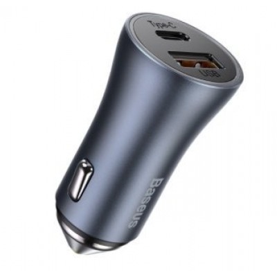 Автомобильное ЗУ Baseus Golden Contactor Pro Dual Quick Charger Car Charger U+C 40W With Baseus Simple wiring USB For Type-C 5 - Dark Gray (TZCCJD-0G) Автомобильное ЗУ Baseus Golden Contactor Pro Dual Quick Charger Car Charger U+C 40W With Baseus Simple wiring USB For Type-C 5 - Dark Gray (TZCCJD-0G)