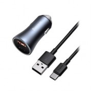 Автомобильное ЗУ Baseus Golden Contactor Pro Dual Quick Charger Car Charger U+C 40W With Baseus Simple wiring USB For Type-C 5 - Dark Gray (TZCCJD-0G)