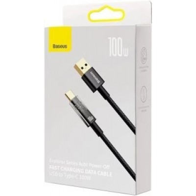 Кабель Baseus Explorer Series Auto Power-Off Fast Charging Data Cable USB to Type-C 100W 2m - Black (CATS000301) Кабель Baseus Explorer Series Auto Power-Off Fast Charging Data Cable USB to Type-C 100W 2m - Black (CATS000301)