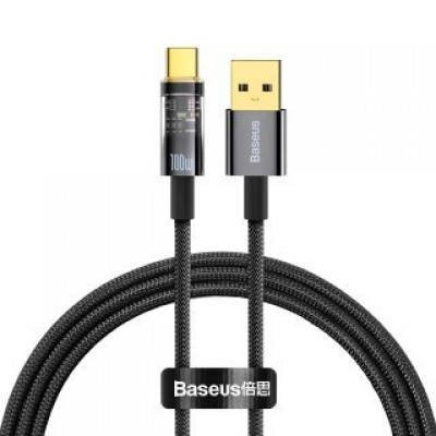 Кабель Baseus Explorer Series Auto Power-Off Fast Charging Data Cable USB to Type-C 100W 2m - Black (CATS000301) Кабель Baseus Explorer Series Auto Power-Off Fast Charging Data Cable USB to Type-C 100W 2m - Black (CATS000301)