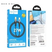 Кабель Hoco U121 Gold standard Transparent discovery edition PD charging data cable IP - Черный