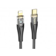 Кабель Hoco U121 Gold standard Transparent discovery edition PD charging data cable IP - Черный