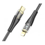 Кабель Hoco U121 Gold standard Transparent discovery edition PD charging data cable IP - Черный