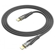 Кабель Hoco U121 Gold standard Transparent discovery edition PD charging data cable IP - Черный