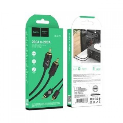 Аудиокабель Hoco UPA29 dual RCA red and white double lotus audio cable - Черный Аудиокабель Hoco UPA29 dual RCA red and white double lotus audio cable - Черный